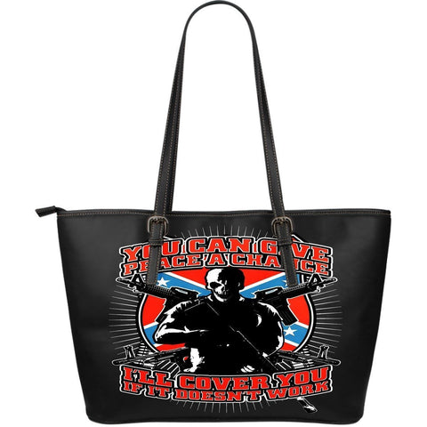 You Can Give Peace A Chance Large-Leather Tote Bag-Free Shipping-Paww-Printz-Merchandise