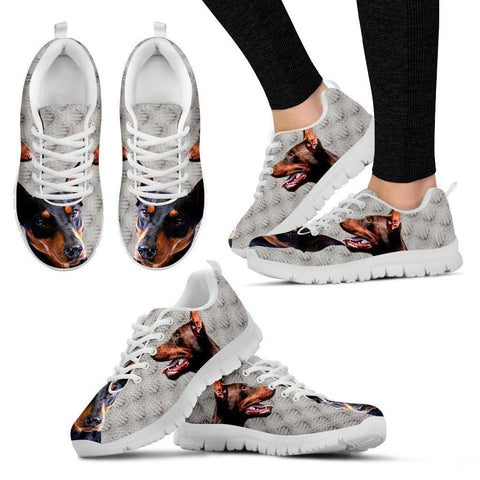 German Pinscher Dog Print-(Black/White) Running Shoes For Women-Express Shipping-Paww-Printz-Merchandise