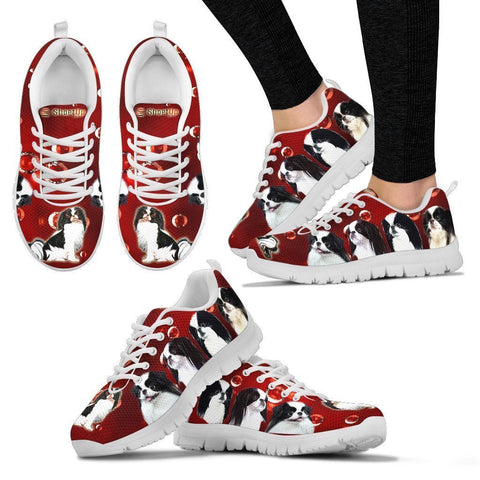 Japanese Chin On Red-Women's Running Shoes-Free Shipping-Paww-Printz-Merchandise