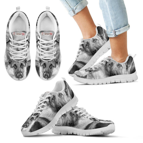 German Shepherd B&W Print Sneakers For Kids And Women- Free Shipping-Paww-Printz-Merchandise