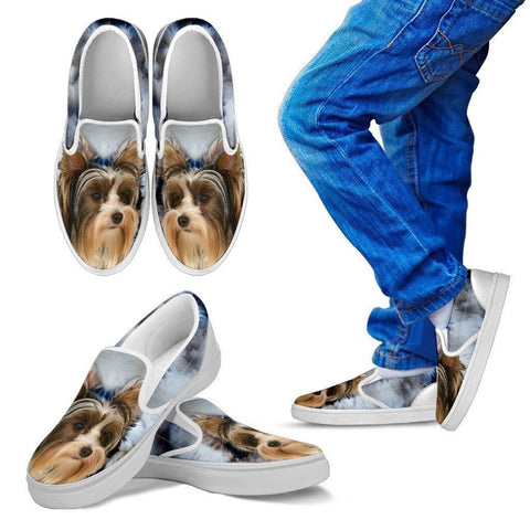 Biewer Terrier Print Slip Ons For Kids- Express Shipping-Paww-Printz-Merchandise