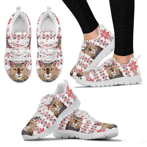 Maine coon Cat Christmas Print Running Shoes For Women-Free Shipping-Paww-Printz-Merchandise