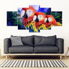 Scarlet Macaw Parrot Print 5 Piece Framed Canvas- Free Shipping-Paww-Printz-Merchandise