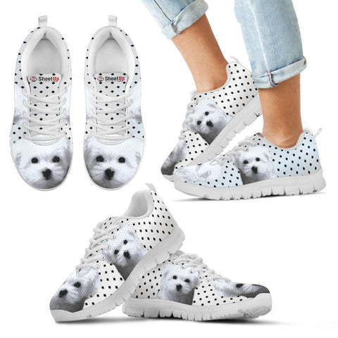 Maltese Dog Black Dots Print Running Shoes For Kids-Free Shipping-Paww-Printz-Merchandise