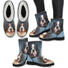 Bernese Mountain Dog Print Faux Fur Boots For Women- Free Shipping-Paww-Printz-Merchandise