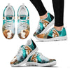 Basset Hound On Deep Skyblue Print Running Shoes For Women- Free Shipping-Paww-Printz-Merchandise