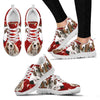 Basset Hound On Red-Women's Running Shoes-Free Shipping-Paww-Printz-Merchandise