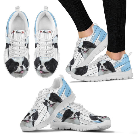 Japanese Chin Blue White Print Sneakers For Women-Free Shipping-Paww-Printz-Merchandise