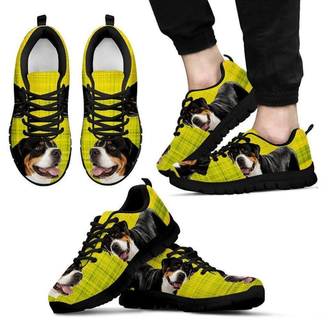Greater Swiss Mountain Dog Print (Black/White) Running Shoes For Men-Free Shipping Limited Edition-Paww-Printz-Merchandise