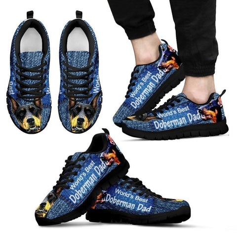 'World's Best Doberman Pinscher Dad' Running Shoes For Men-Father's Day Special-Paww-Printz-Merchandise
