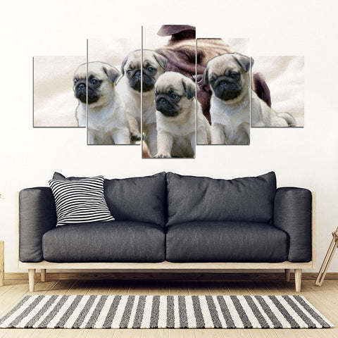 Cute Pug Puppies 5 Piece Framed Canvas- Free Shipping-Paww-Printz-Merchandise