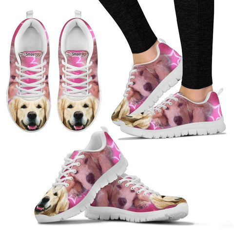 Golden Retriever On Pink Print Running Shoes For Women- Free Shipping-Paww-Printz-Merchandise