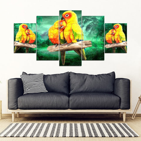 Sun Conure (The Sun Parakeet ) Parrot Print 5 Piece Framed Canvas- Free Shipping-Paww-Printz-Merchandise