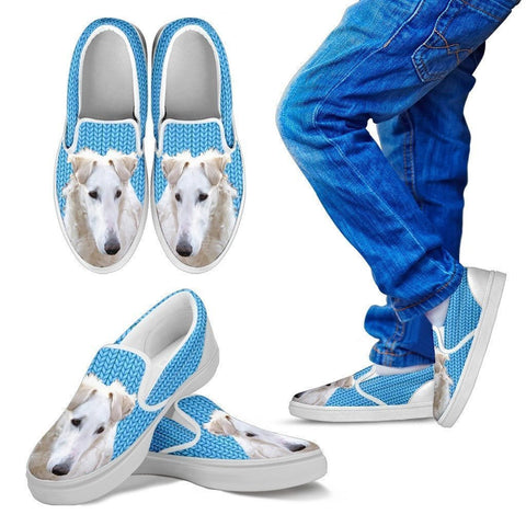 Borzoi Dog Print Slip Ons For Kids-Express Shipping-Paww-Printz-Merchandise