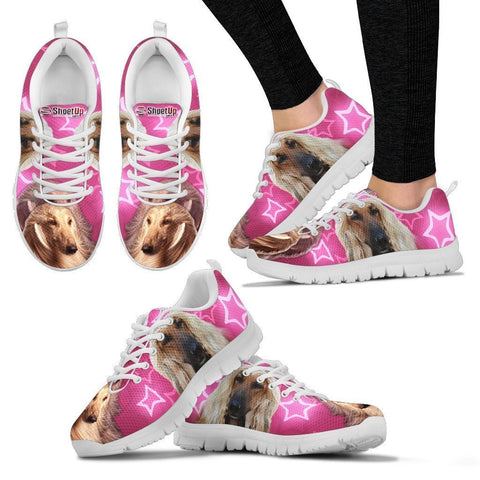 Afghan Hound On Pink Print Running Shoes For Women- Free Shipping-Paww-Printz-Merchandise