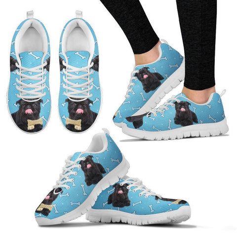 Black Brussels Griffon (Griffon Bruxellois)  Dog Bone Print Running Shoes For Women-Free Shipping-Paww-Printz-Merchandise