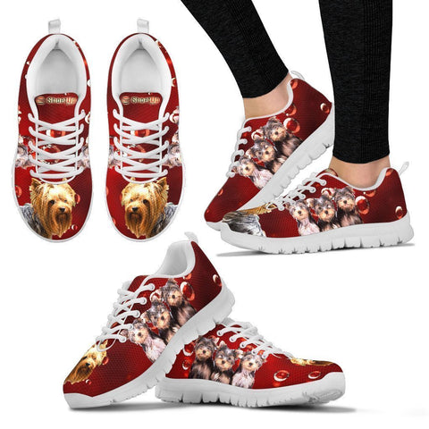 Yorkie On Red-Women's Running Shoes-Free Shipping-Paww-Printz-Merchandise