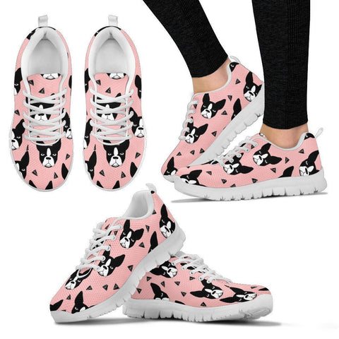 Boston Terrier Pattern Print Sneakers For Women-Paww-Printz-Merchandise