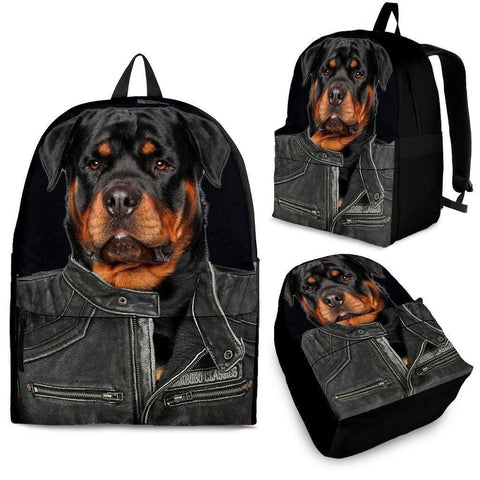Rottweiler With Jacket Print Backpack- Express Shipping-Paww-Printz-Merchandise