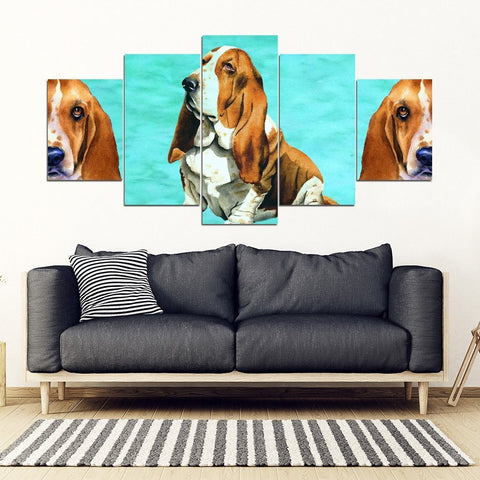 Basset Hound 5 Piece Framed Canvas- Free Shipping-Paww-Printz-Merchandise