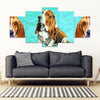 Basset Hound 5 Piece Framed Canvas- Free Shipping-Paww-Printz-Merchandise
