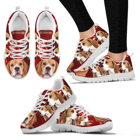Beagle On Red-Women's Running Shoes-Free Shipping-Paww-Printz-Merchandise