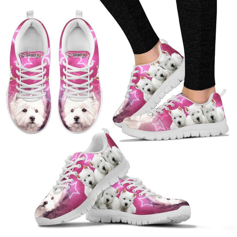 West Highland White Terrier On Pink Print Running Shoes For Women- Free Shipping-Paww-Printz-Merchandise