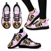 Cavalier King Charles Spaniel In Tri Color Print Running Shoe For Women(White/Black)- Free Shipping-Paww-Printz-Merchandise