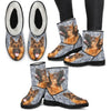 German Shepherd Print Faux Fur Boots For Women-Free Shipping-Paww-Printz-Merchandise