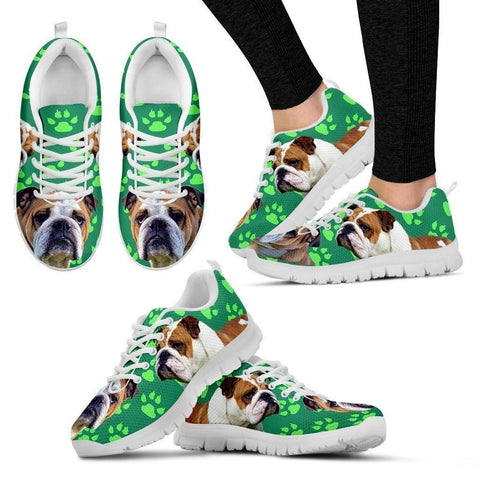 Paws Print Bulldog (Black/White) Running Shoes For Women-Express Shipping-Paww-Printz-Merchandise