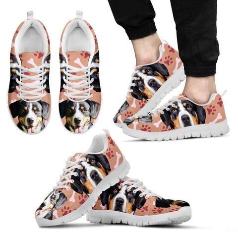 Entlebucher Mountain Dog Print Sneakers For Men(White/Black)- Express Shipping-Paww-Printz-Merchandise
