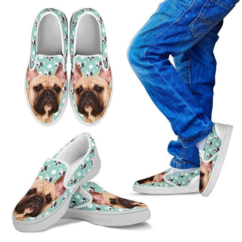 French Bulldog Print Slip Ons For Kids- Express Shipping-Paww-Printz-Merchandise