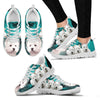 West Highland White Terrier On Deep Skyblue Print Sneakers For Women- Free Shipping-Paww-Printz-Merchandise