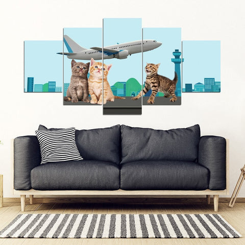 Happy Cats Print-5 Piece Framed Canvas- Free Shipping-Paww-Printz-Merchandise