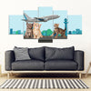Happy Cats Print-5 Piece Framed Canvas- Free Shipping-Paww-Printz-Merchandise