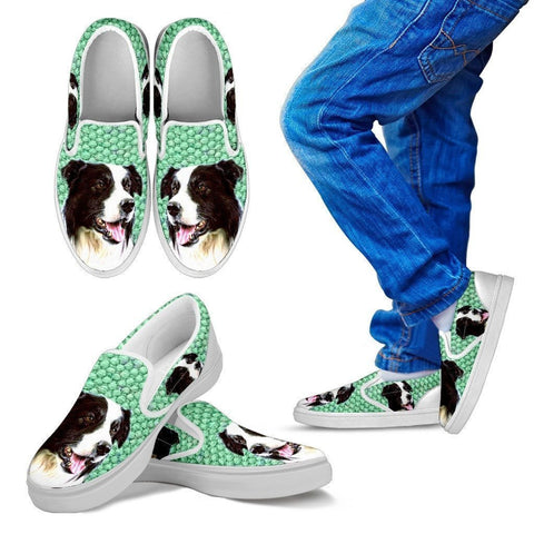 Border Collie Print Slip Ons For Kids-Express Shipping-Paww-Printz-Merchandise