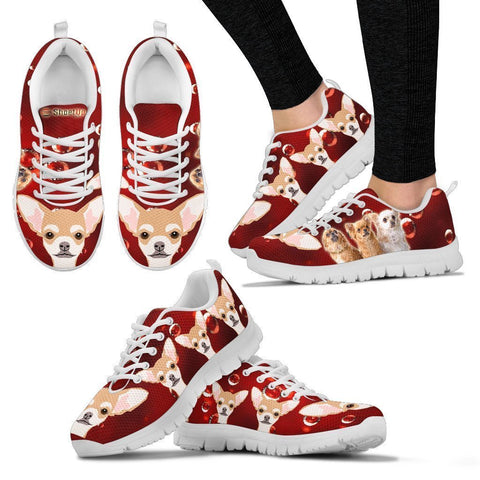 Chihuahua On Red-Women's Running Shoes-Free Shipping-Paww-Printz-Merchandise