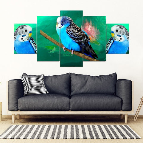 Budgie Or Budgerigar (Common Parakeet ) Parrot Print 5 Piece Framed Canvas- Free Shipping-Paww-Printz-Merchandise