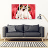 Cute Beagle On Red Rose Print- Piece Framed Canvas- Free Shipping-Paww-Printz-Merchandise