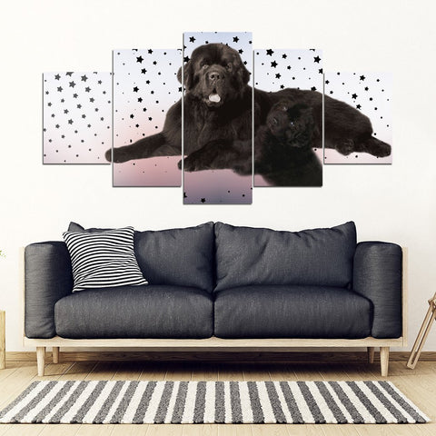 Newfoundland2 Dog Print-5 Piece Framed Canvas- Free Shipping-Paww-Printz-Merchandise