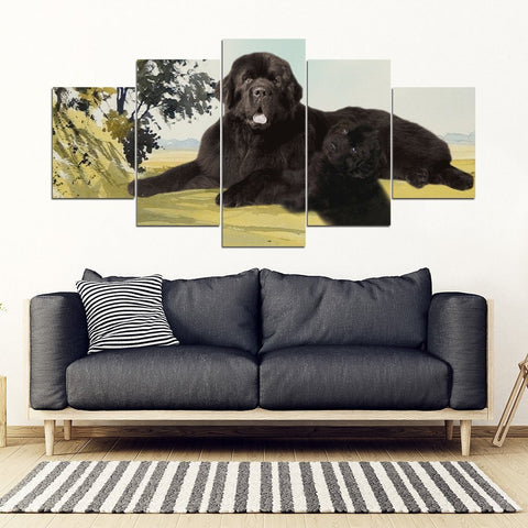 Newfoundland Dog Print-5 Piece Framed Canvas- Free Shipping-Paww-Printz-Merchandise