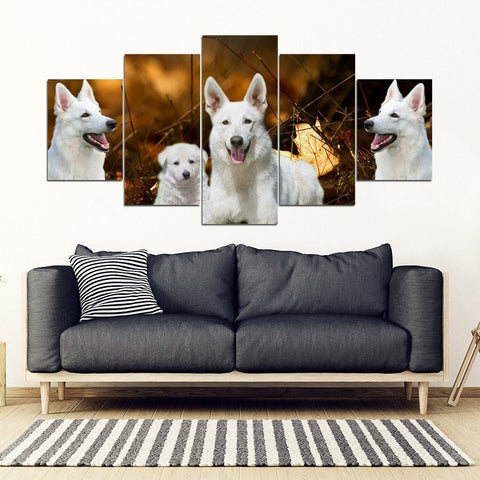 White Shepherd Print- Piece Framed Canvas- Free Shipping-Paww-Printz-Merchandise