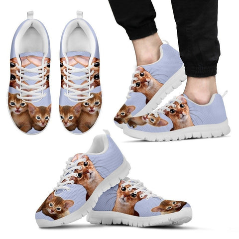 Abyssinian Cat Print (White/Black) Running Shoes For Men-Free Shipping-Paww-Printz-Merchandise