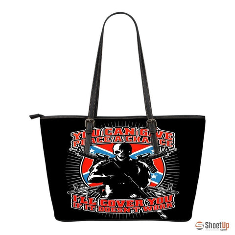 You Can Give Peace A Chance-Small Leather Tote Bag-Free Shipping-Paww-Printz-Merchandise