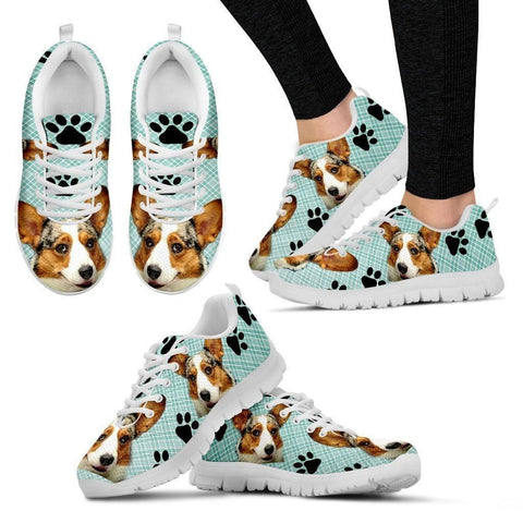Corgi Dog Print-(Black/White) Running Shoes For Women-Express Shipping-Designed By Christina Jensen-Paww-Printz-Merchandise