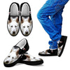 White Shepherd Print Slip Ons For Kids (Black)- Express Shipping-Paww-Printz-Merchandise