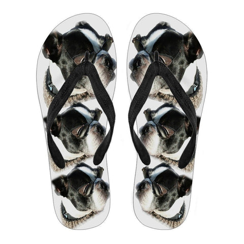 Boston Terrier Print Flip Flops For Men- Free Shipping-Paww-Printz-Merchandise