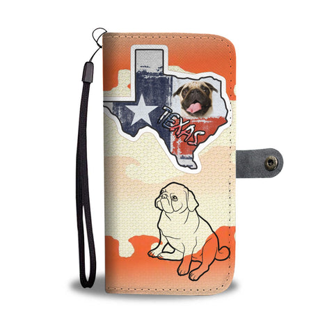 Pug Dog Print Wallet Case-Free Shipping-TX State