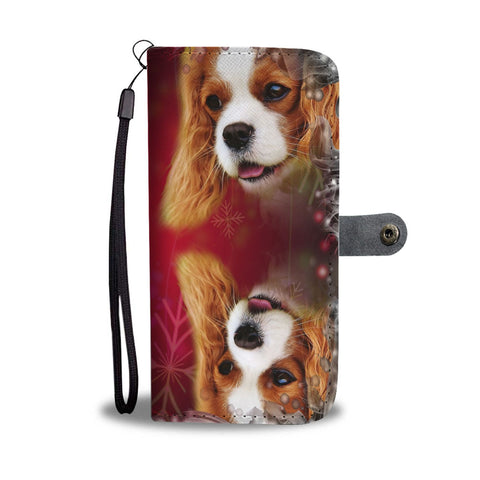 Cavalier King Charles Spaniel Dog Christmas Print Wallet Case-Free Shipping