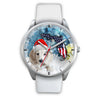 Dachsund Dog On Christmas Florida White Wrist Watch-Free Shipping